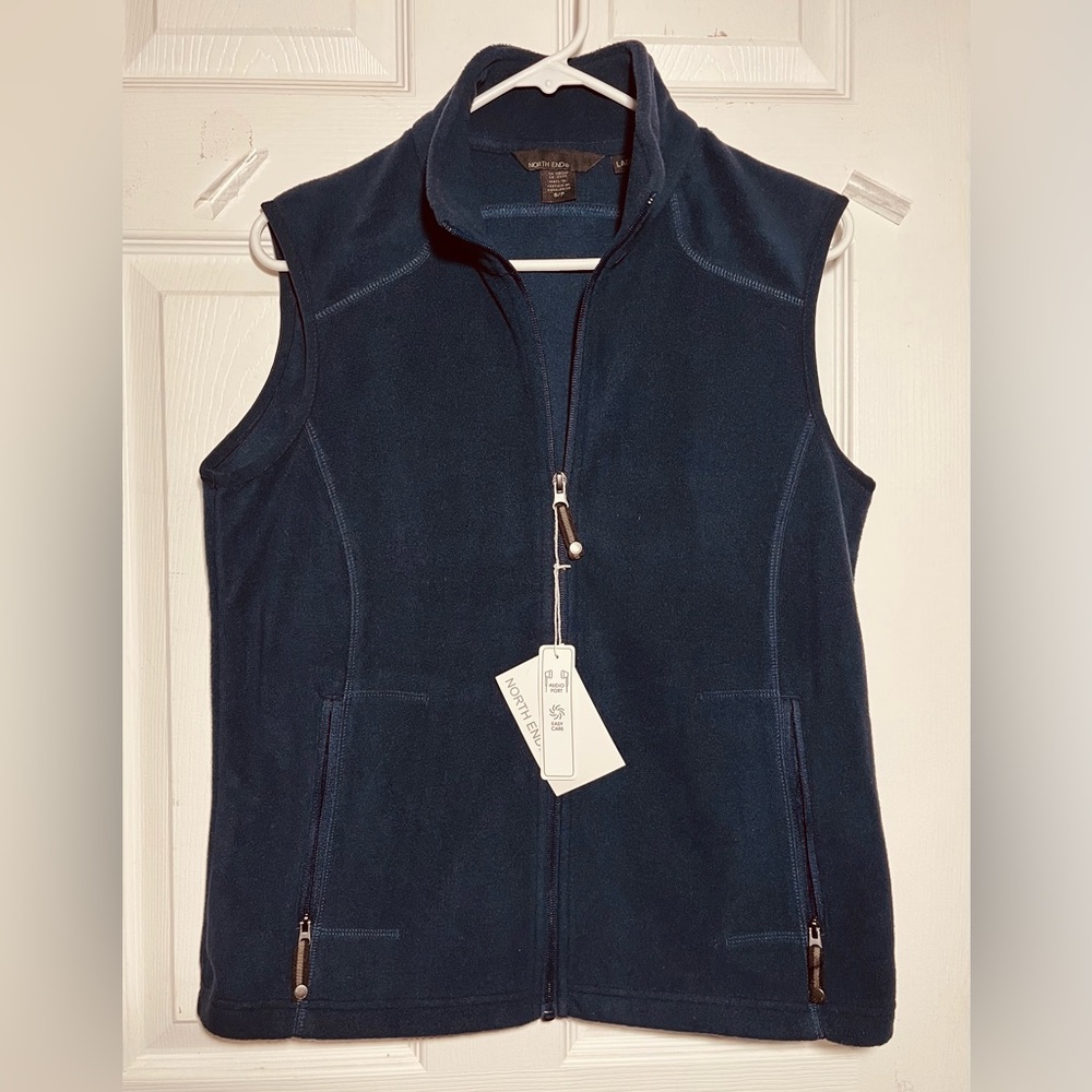 North End  Women’s‎ Anti-Pill Hollow Yarn Fleece Vest  Blue  Sz S/P - Picture 2 of 9